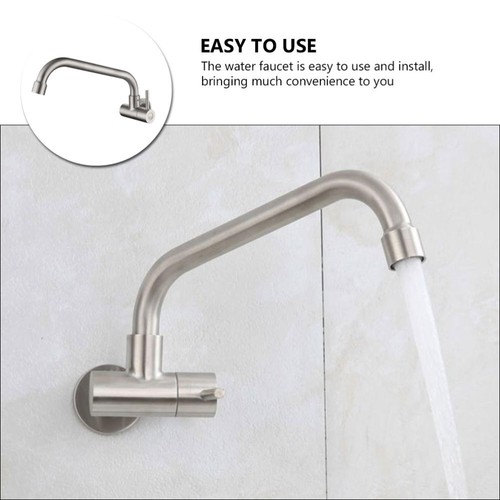 Single Cold Faucet Stainless Steel Replacement Spigot Kitchen Taps Rotatable - 第 7/12 張圖片