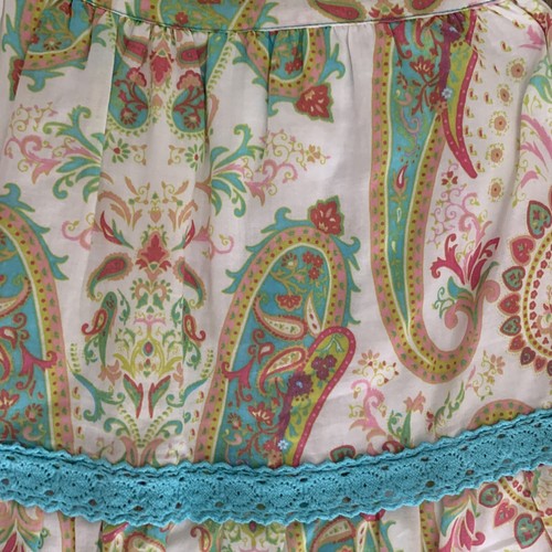 Boutique Queen Bee Girls Skirt Cream Pink Blue Floral Cotton Fully Lined Size 6X - Picture 2 of 6