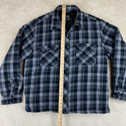BC Clothing Mens Shirt XXL 2XL Gray Plaid Quilt Lined Flannel Snap Button Up - Picture 4 of 13