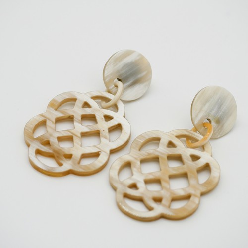 Horn Ohrringe Blume des Lebens  handgemacht Büffelhorn Ohrhänger Natur handmade - Bild 10 von 11