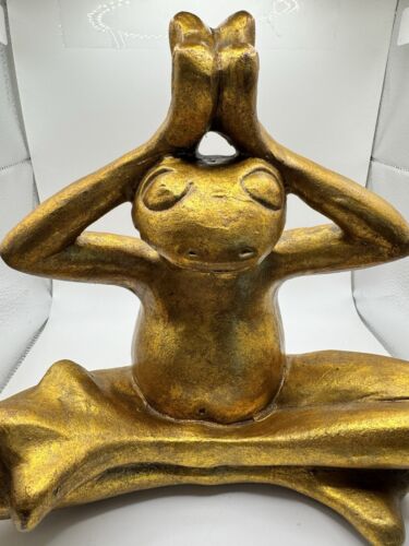 Zen Yoga Frog - Pier 1 One Imports Statua Oro Pesante 9" x 11" - Foto 5 di 11