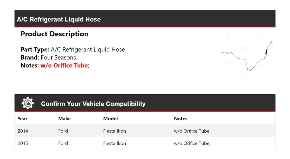 Manguera de líquido refrigerante aire acondicionado Ford Fiesta Ikon 2014-2015 4 estaciones Foto 2 de 4