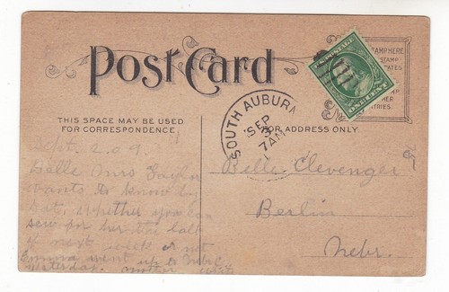 1909 AUBURN NEBRASKA WIDOWS MITE SPANKING BOY COMIC VINTAGE POSTCARD NE SOUTH ! - Picture 2 of 2