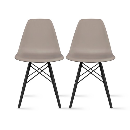 Set of 2 Side Black Dark Wood Legs Eiffel Dining Room Chair Lounge Chair Armless - Picture 16 of 25