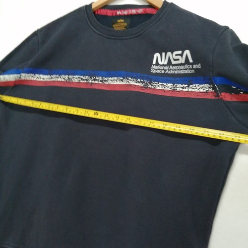 Alpha Industries NASA Sudadera Para Hombres Grande Azul Marino Jersey Cuello Redondo Pullover - Imagen 16 de 19