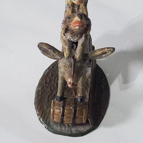 Vintage Bremen Town Musicians Enamel Rooster Cat Dog Mule Bronze Figurine - Picture 10 of 16