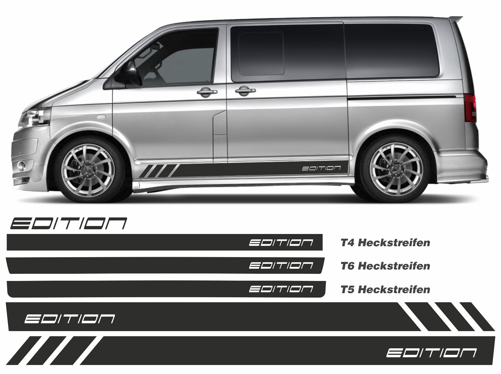 Seitenstreifen Aufkleber Set EDITION passend für VW T6 T6.1 T5 T4 T6-E02