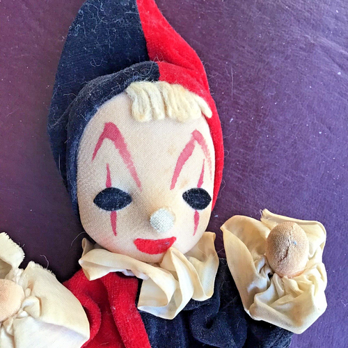 Vintage Jester Harlequin Clown Sawdust Cloth Painted Face Wire Cloth Body Japan - Picture 4 of 5