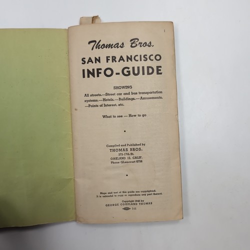 SAN FRANCISCO CALIFORNIA VINTAGE 1945 THOMAS BROTHERS INFO GUIDE/FOLD OUT MAP - Bild 3 von 8