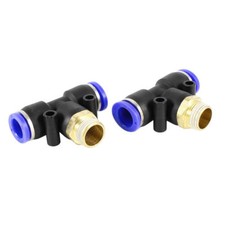 2 Pcs 3/8PT Thread 12mm Dia Tube T Shaped Air Pneumatic Quick Fittings Jointer✦K
