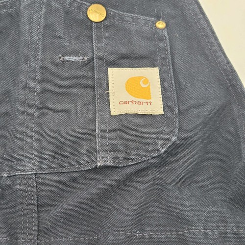 Vintage Carhartt R02DNY Blue Canvas Bib Overalls Double Knee MADE IN USA 34x32 - Picture 7 of 14