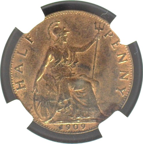 GRAN BRETAÑA 1909 MEDIO PENIQUE NGC MS 62 RB - Imagen 2 de 3