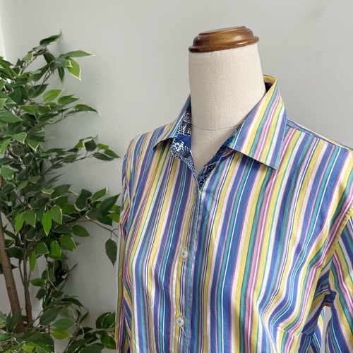 David Smith Womens Shirt Blouse Size 8 Long Sleeve Striped - Picture 3 of 10