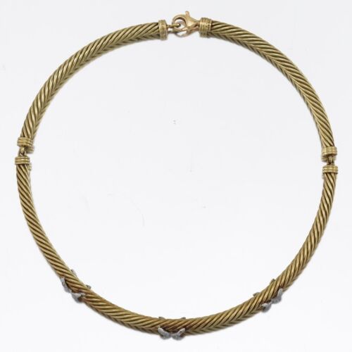 David Yurman 14kYG Diamond X Three Station Classic Cable Necklace - Picture 3 of 8