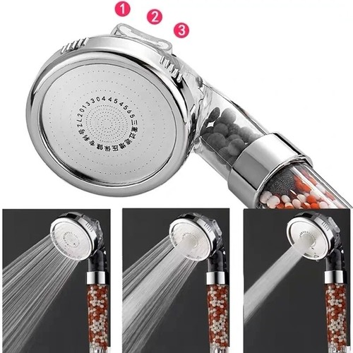 New 3 Functions High Pressure SPA Shower Head Water Saving Handheld Rainfall Bat - Picture 3 of 11