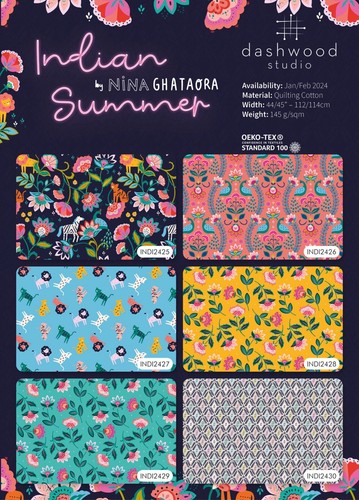 Tela 100 % algodón Fat Quarter Dashwood Studios Indian Summer Lion Tiger Zebra - Imagen 3 de 3