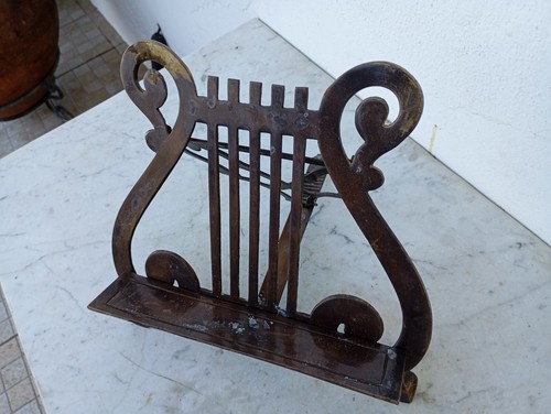 Vintage Solid Brass Adjustable Tilt Sheet Music Lyre Harp Stand Book Holder - Imagen 14 de 14