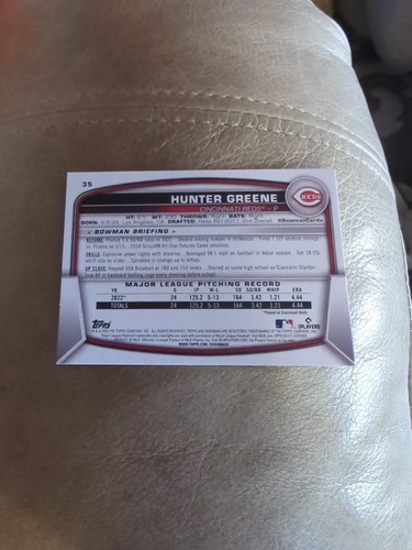 2023 Bowman 35 Hunter Greene Reds Baseball Card - Picture 2 of 2