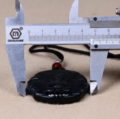 43G Chinese 100% Natural Hetian Black Jade Pendants~Buddha 和田墨玉,一念成佛护身符吊坠。 - Picture 11 of 13
