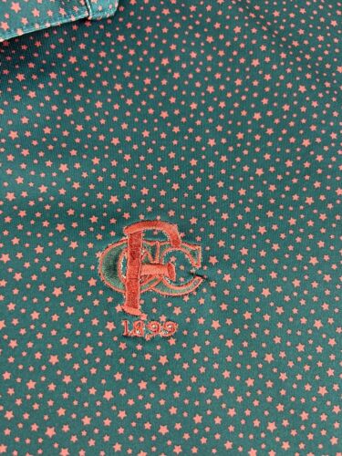 Peter Millar Camicia Estiva Comoda Polo Uomo Grande Blu Rosa Stelle Golf Elasticizzata - Foto 4 di 8