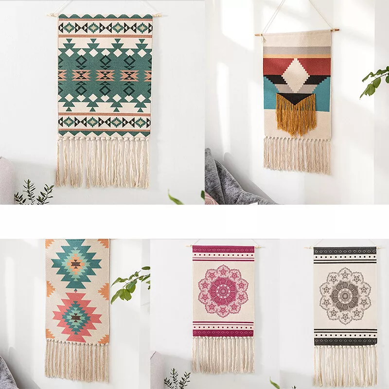 Macrame Woven Wall Hanging Tapestry Hemp Rope Boho Chic Art Tassel Home Decor