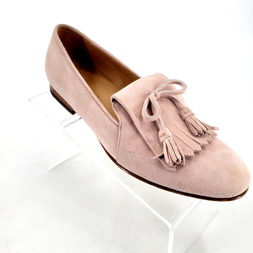 Scarosso Pink Suede Tassell Kiltie Loafer 39/8.5-9 Loafers Slip On Italy - 第 4/10 張圖片