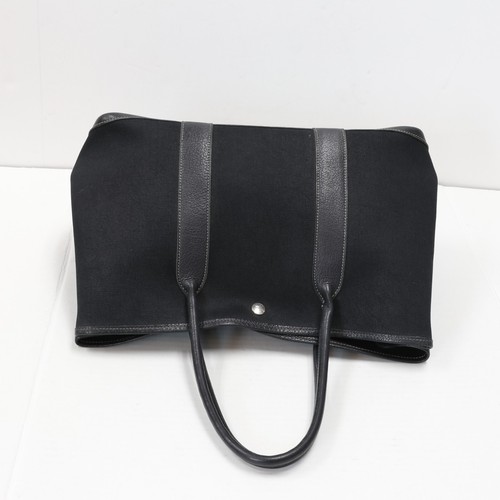 HERMES Garden Party PM Toile Officier Canvas Negonda Leather Tote Bag Black - Picture 4 of 11