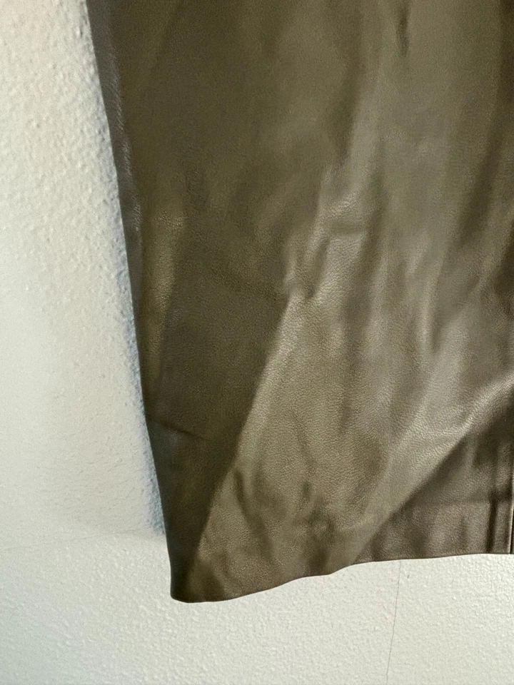 Zara Basic Womens Olive Green Straight/Pencil Faux Leather Skirt Medium - Image 3 of 4