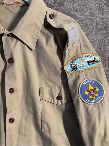 Boy Scouts Of America Shirt Mens XL Uniform BSA Polyestor Blend Patches MobyDick - Picture 5 of 13