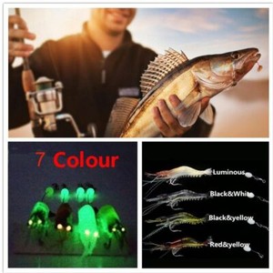 Portable Luminous Hook Worm Silicone Shrimp Fake Bait Prawn Lure Sea Fishing