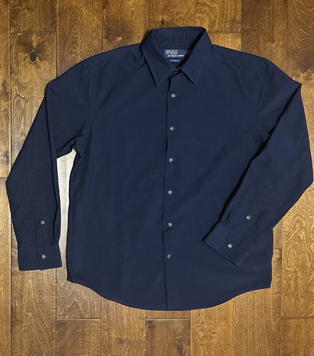 NWOT Polo Ralph Lauren Men’s Navy Twill Long Sleeve Front Snap Shirt Sz M