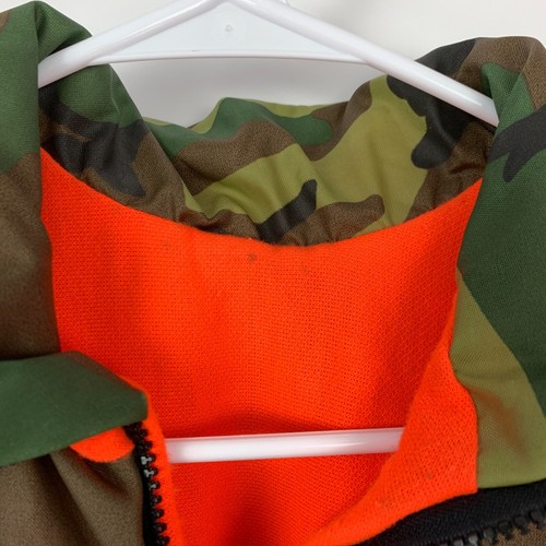 Vintage Blaze Orange Camo Nylon Pockets Full Zip Hunting Ammo Vest Med Large - Picture 3 of 5