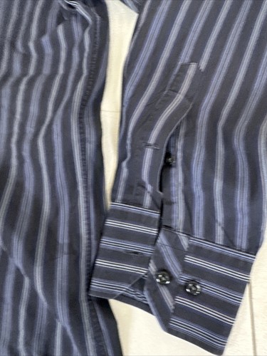 John W Nordstrom Men Size L Black Striped Tailored Fit Button Up Shirt Long Slee - Picture 5 of 7
