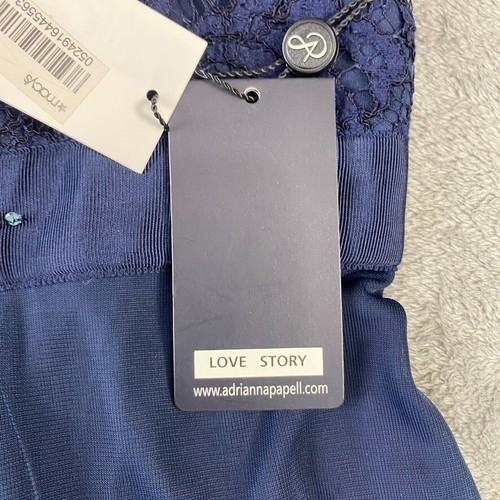 Adrianna Papell Dress Womens 14 One Shoulder Stretch Lace Embellished Fit Flare - Picture 5 of 19