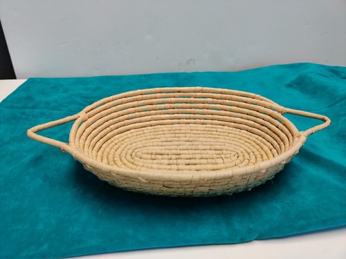 Handgewebter BROTKORB ~ 70er Jahre Jamaika - Neuwertig 10,5"x8" plus GRIFFE - Bild 1 von 7