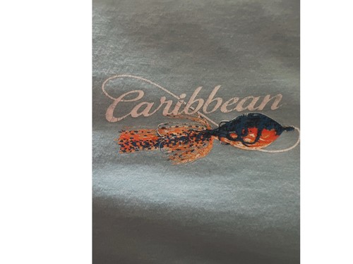 Karibik Herren Größe XXL Angeln Aqua Blau Kurzarm Rundhals T-Shirt Logo - Bild 4 von 5