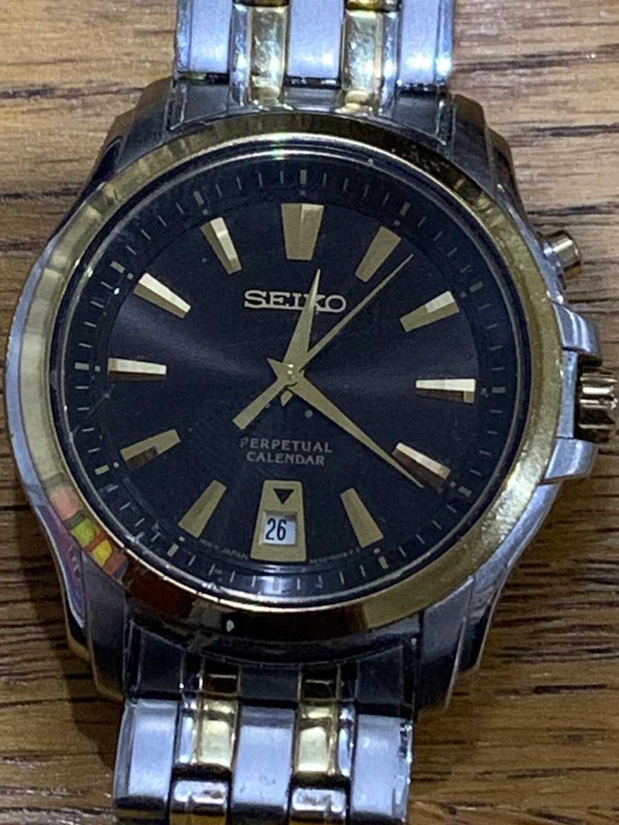 KAZU です☆SEIKO PERPETUAL CALENDAR Retro Seiko 6A32-00Y8 Perpetual Calendar Quartz Gents
