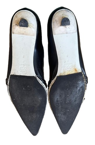 Sigerson Morrison Pointy-toe Kitten Heels BLK/Wht 9 Made In Italy - Picture 4 of 4
