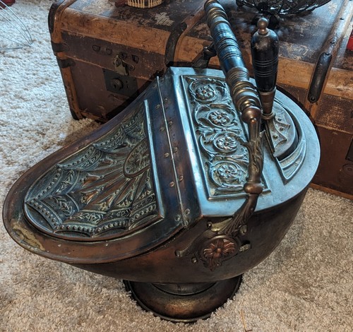 Late Victorian Large Coal Scuttle Log Box Hand Crafted Art Nouveau Designs - Picture 23 of 24