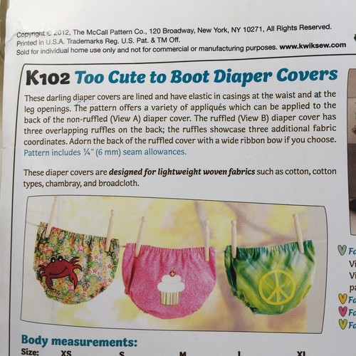 KwikSew 0102 Baby Girl Fancy Nappy Diaper Pants Cover Ruffle New Uncut Pattern - Picture 8 of 12