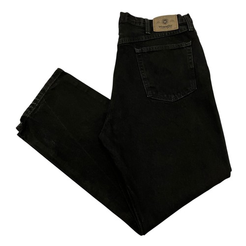 Wrangler Jeans Relaxed Straight Fit Black Mens 38W 30L 100% Denim Zip Fly