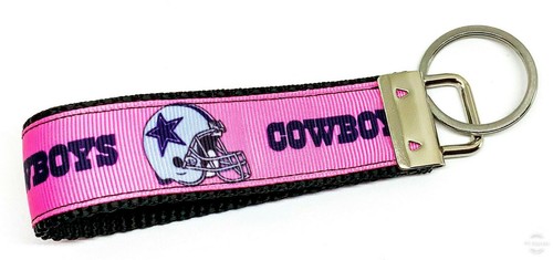 Dallas Cowboy Key Fob Wristlet Keychain 1"wide Zipper pull Camera strap handmade - Picture 3 of 11
