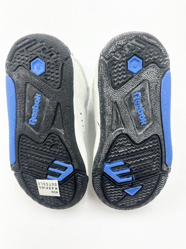 Vintage 90’s Baby Reebok Blacktop White Blue Leather Hi Top Kids Toddler Shoes - Picture 8 of 9