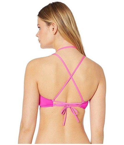 Polo Ralph Lauren FUCHSIA Modern Solids Plunge Lace Back Bra Swim Top, US Medium - Bild 4 von 4