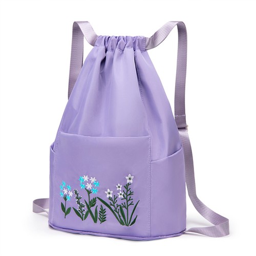 Drawstring Backpack Zippered Pocket Sport Gym Folding Cinch Sack Pack Bag light - Bild 26 von 33