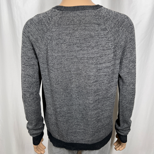 Express Herren XL grau 100% Baumwolle meliert Strick Langarm Rundhals Pullover - Bild 4 von 8