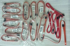 LOT of 17 Mixed Red Amphenol Molex Sata Data Cable Part CBL-0044L Etc