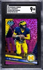 2023 Bowman U Chrome JJ McCarthy #124 Fuschia Mimi-Diamond Refractor RC🔥SGC 9🔥