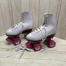 Vintage Rare Chicago White Leather Quad Roller Derby Skates Size 6 NICE