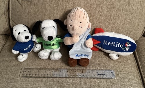 Lot Of 4 Met Life Peanuts Plush Stuffed Animals Snoopy Linus Blimp MetLife - Bild 2 von 13
